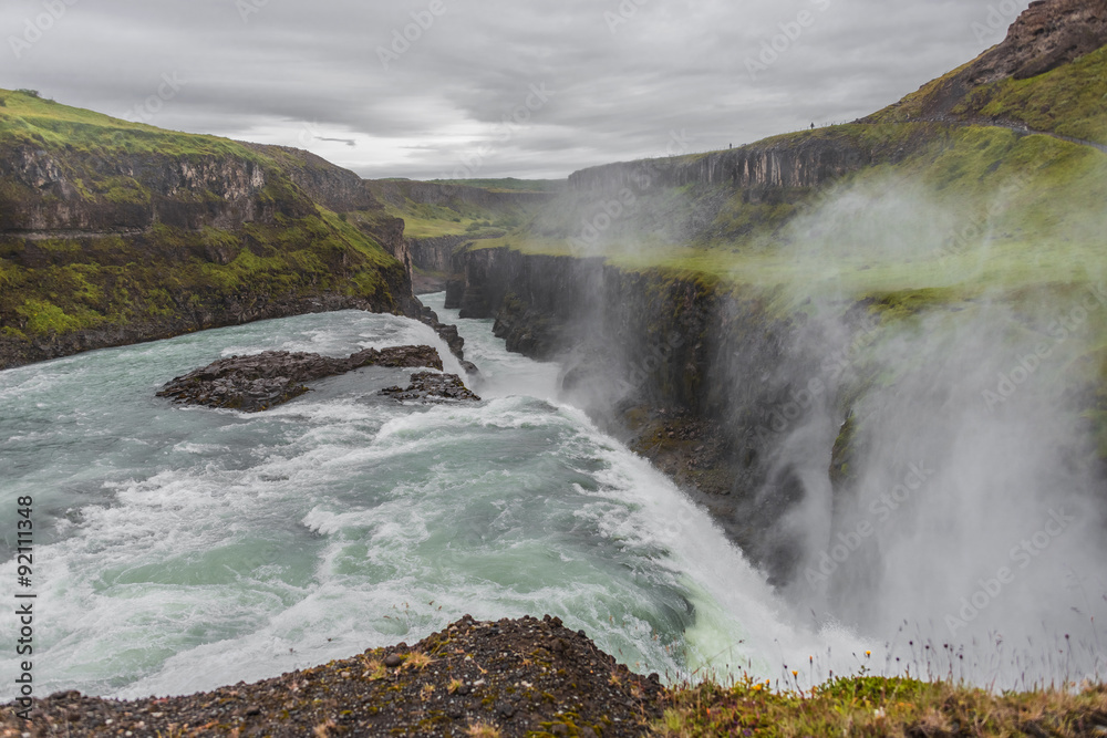 Wonderful waterfall Gullfoss in Iceland, summer time Wonderful waterfall Gullfoss in Iceland, summer time