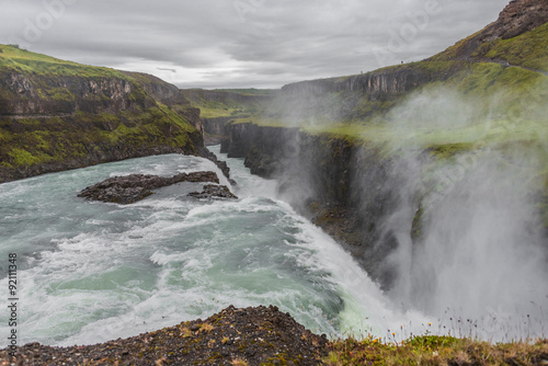 Wonderful waterfall Gullfoss in Iceland, summer time