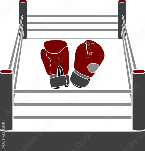 boxer ring with gloves. stencil