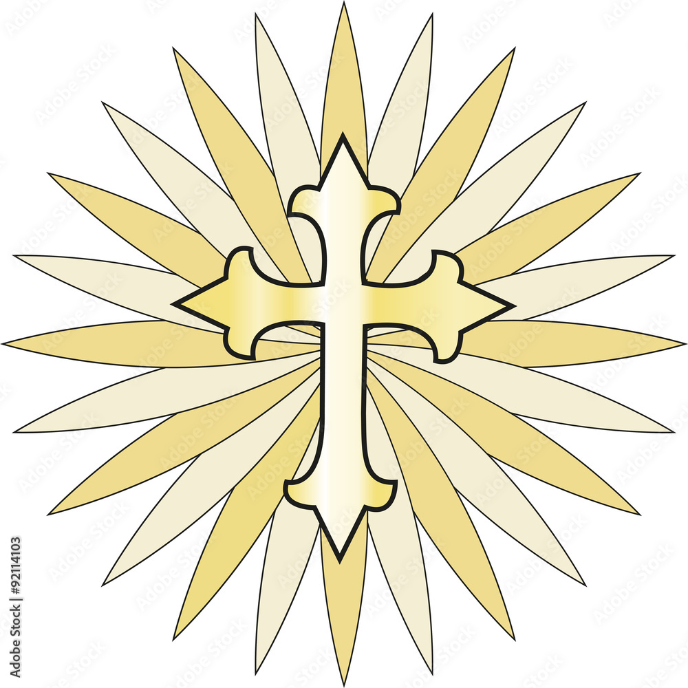 vector illustration of a golden cross
