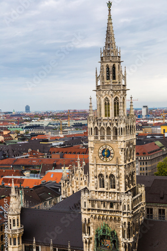 Aerial view on Marienplatz town hall