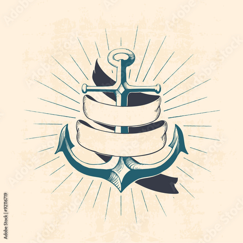 anchor with ribbon