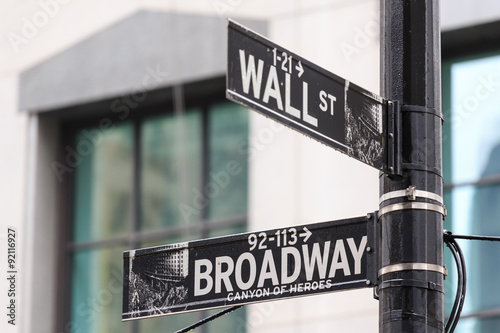 Broadway and Wall Street Signs, Manhattan, New York © pigprox