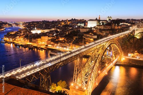 Night view of the historic city of Porto.
