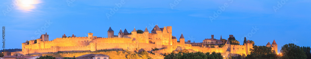 Evening panorama of Carcassonne fortress