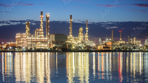 panorama petrochemical industry night scene