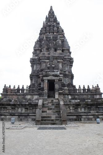 Prambanan main temple on white background