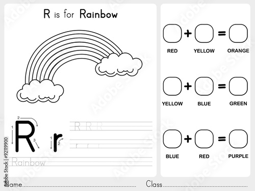 Alphabet A-Z Tracing and puzzle Worksheet,  Exercises for kids - Coloring book - illustration and vector outline