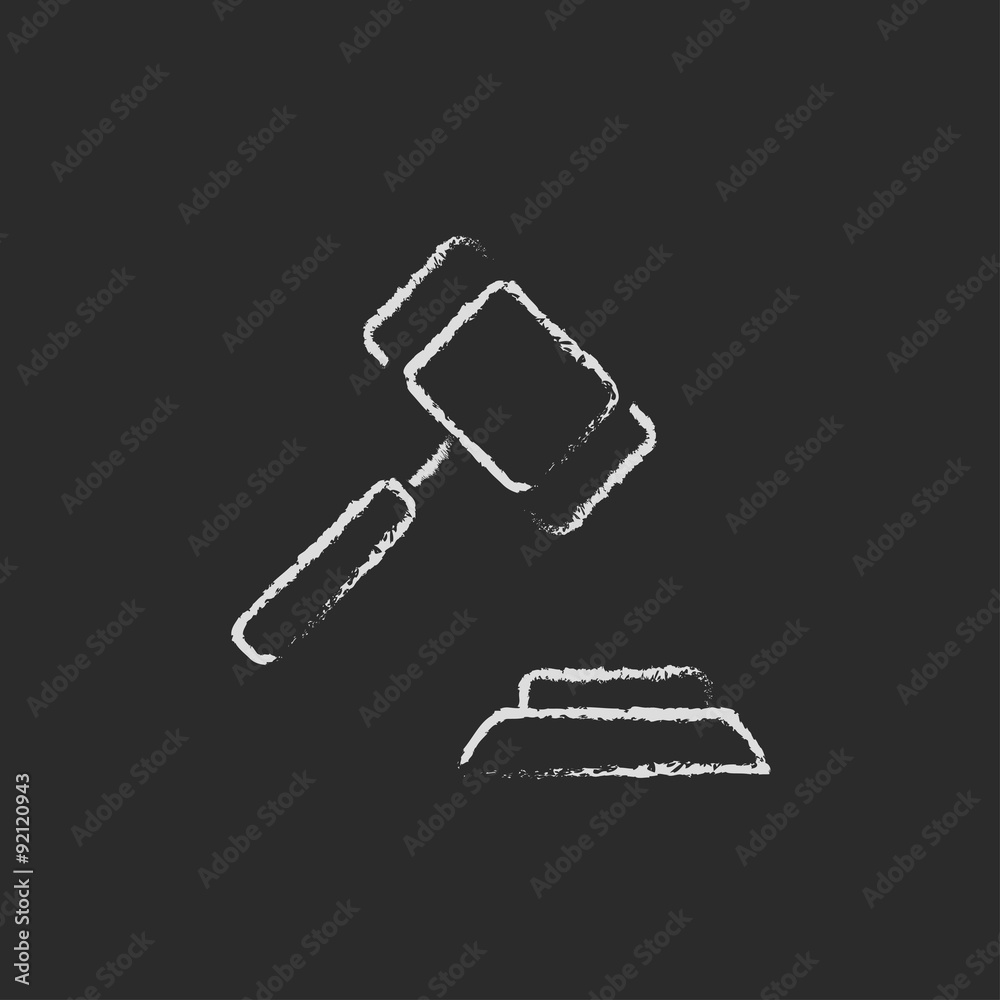 Auction gavel icon drawn in chalk. Auction gavel icon drawn in chalk.