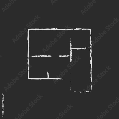 Layout of the house icon drawn in chalk.