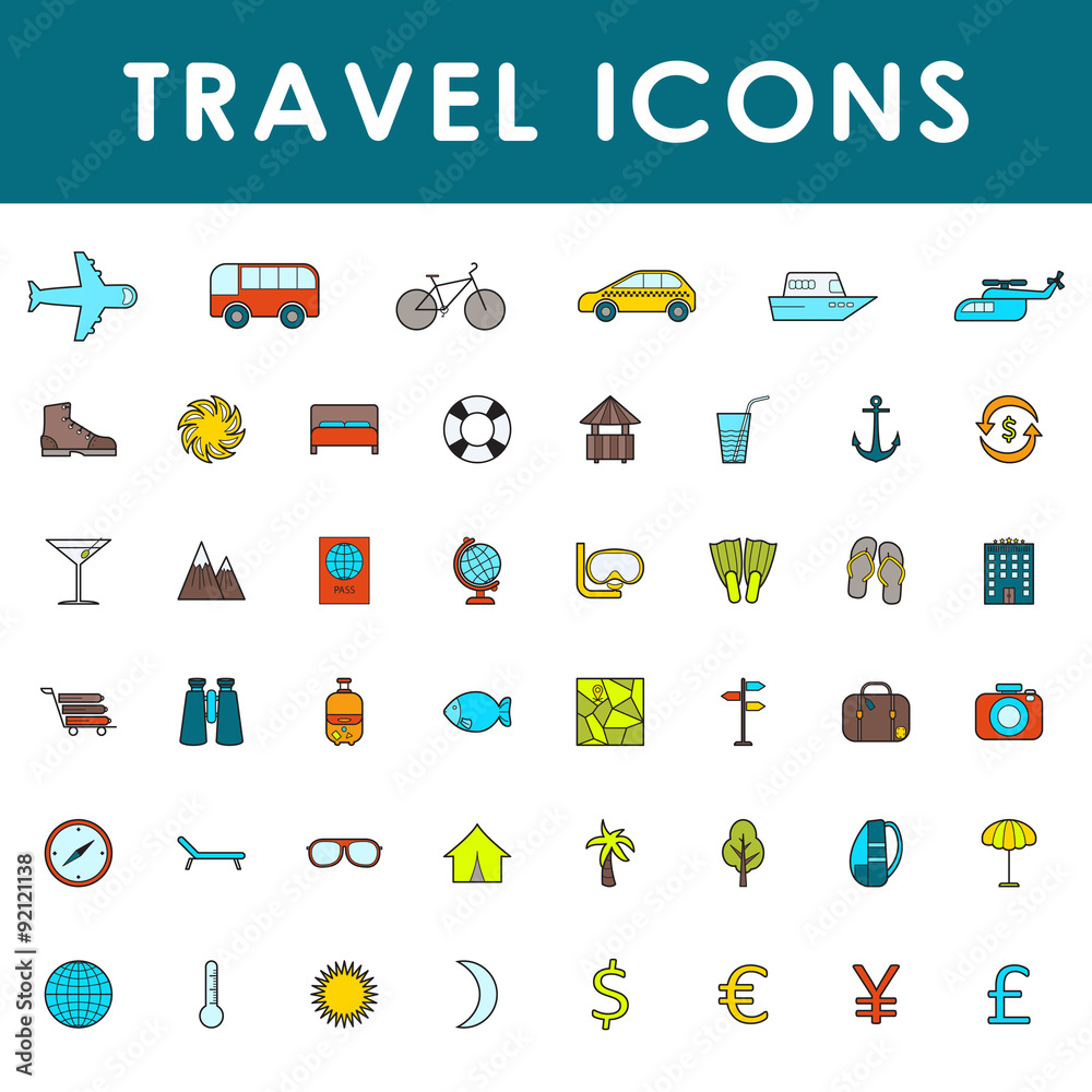 Fototapeta premium Travel and tourism icon set
