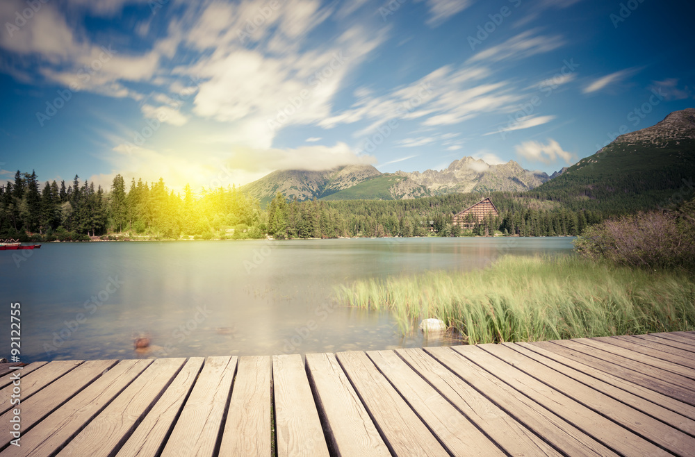 Alpine mountain lake at sunny day Alpine mountain lake at sunny day