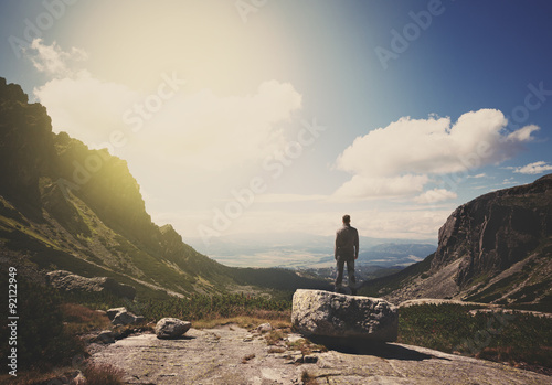 Man standing at the mountain top