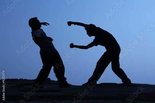 people fight(silhouette)