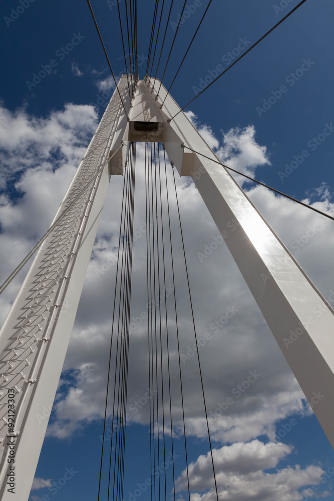 Naklejka premium White pylon of suspension bridge