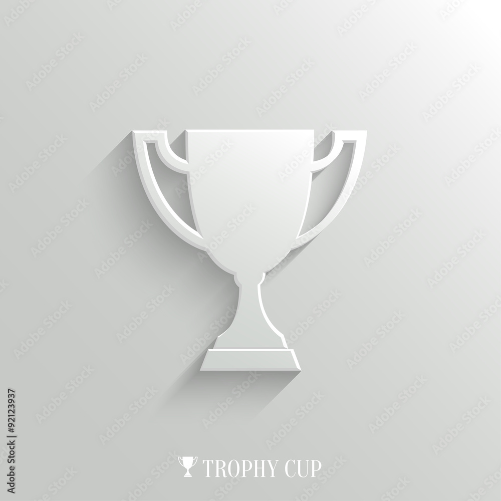 Trophy cup icon - vector white app button Trophy cup icon - vector white app button
