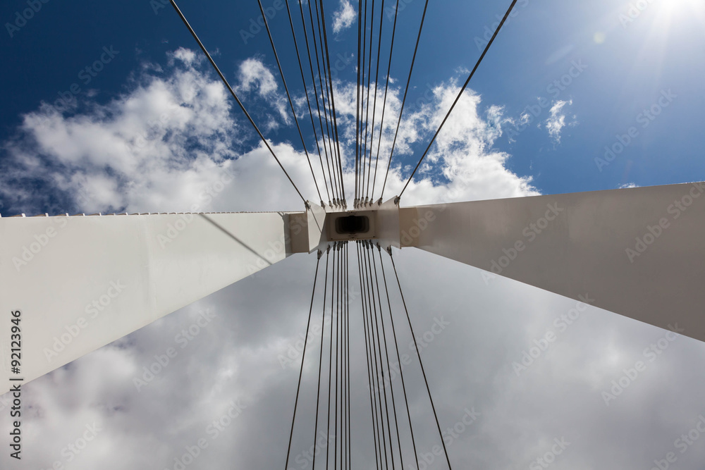 Fototapeta premium Whight pylon of suspension bridge