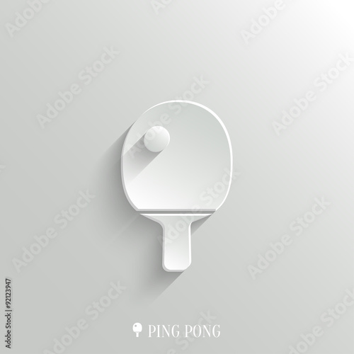 Ping pong icon - vector white app button