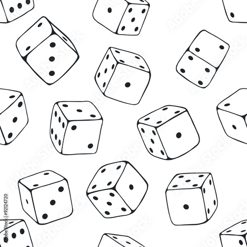 Vector Seamless Pattern Background of Lineart Dices