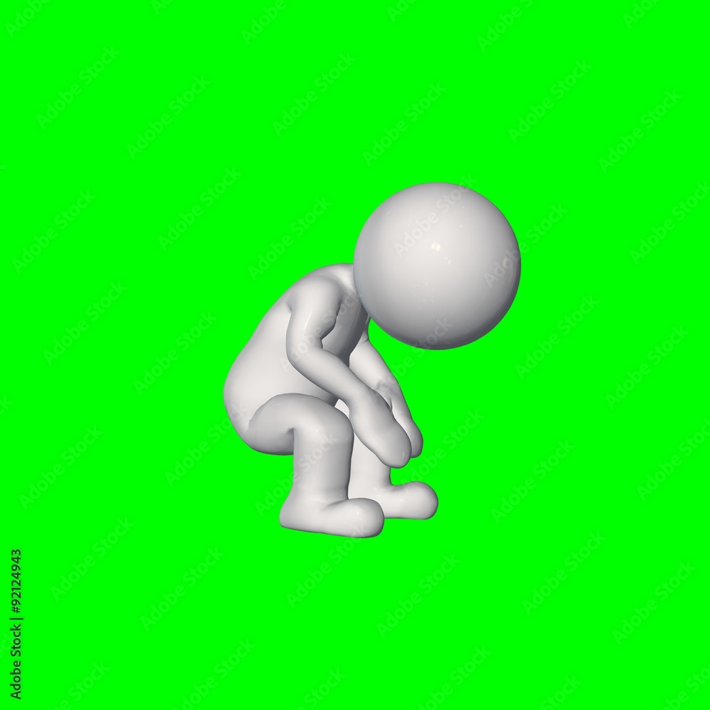 3D people - sit look down 3 - green screen 3D people - sit look down 3 - green screen