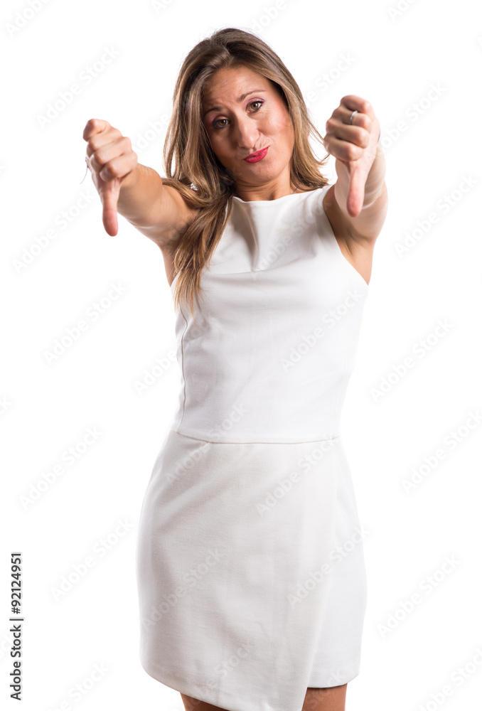 Woman doing bad signal Woman doing bad signal