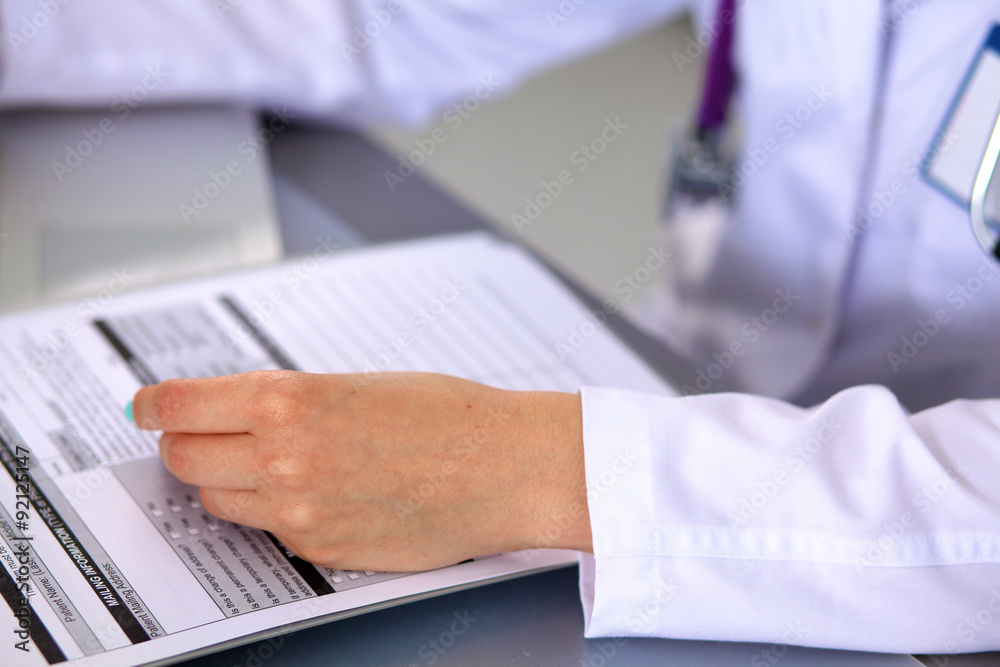 Portrait of happy medical doctor woman in office Portrait of happy medical doctor woman in office