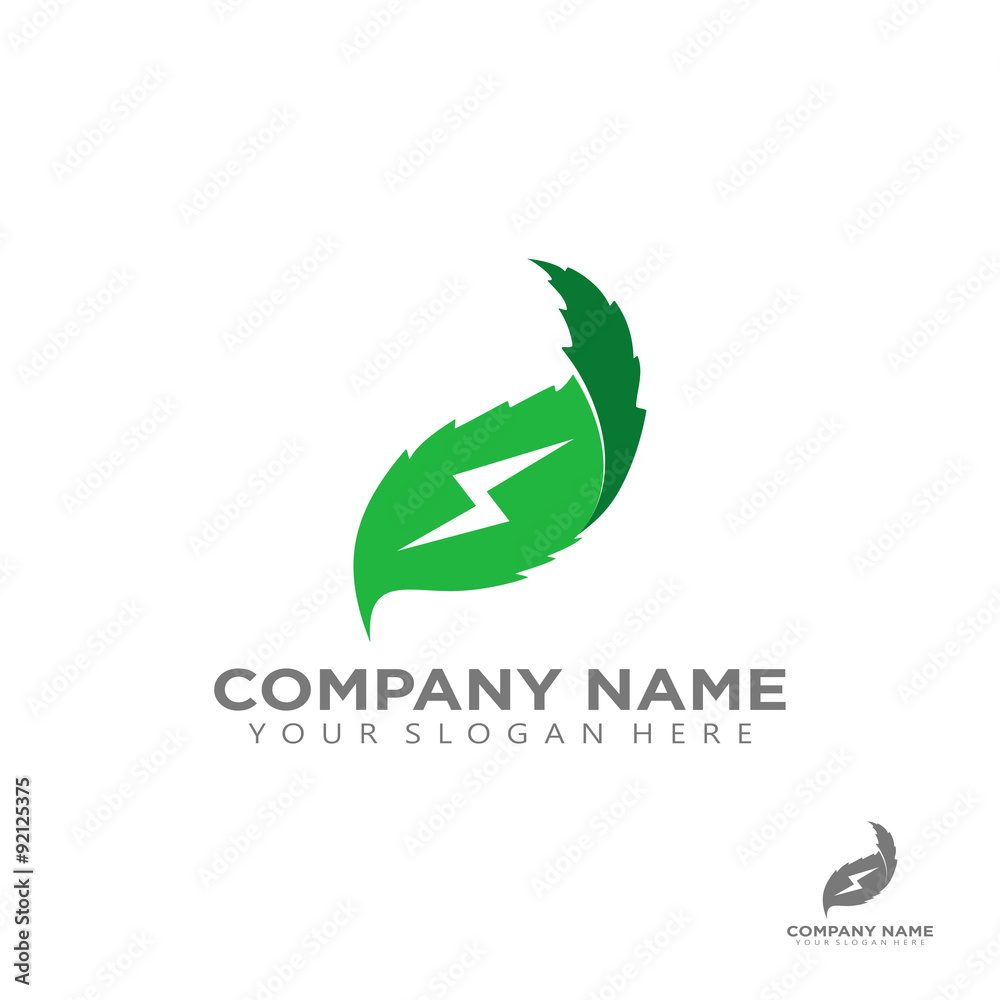 Green energy leaf simple oil modern logo