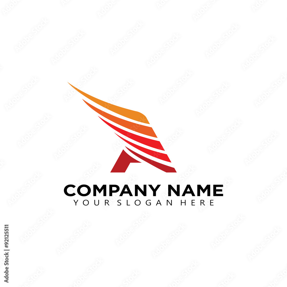 Obraz premium initial A Logo modern flight fly plane