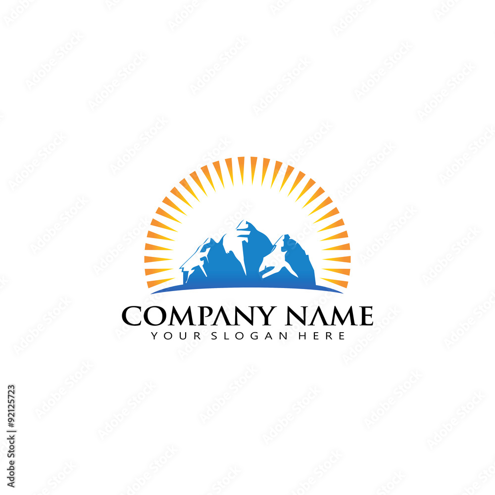 adventure mountain sun logo
