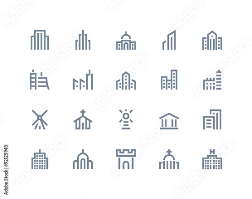 Buildings icons. Line series