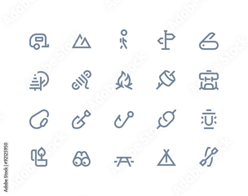 Camping icons. Line series