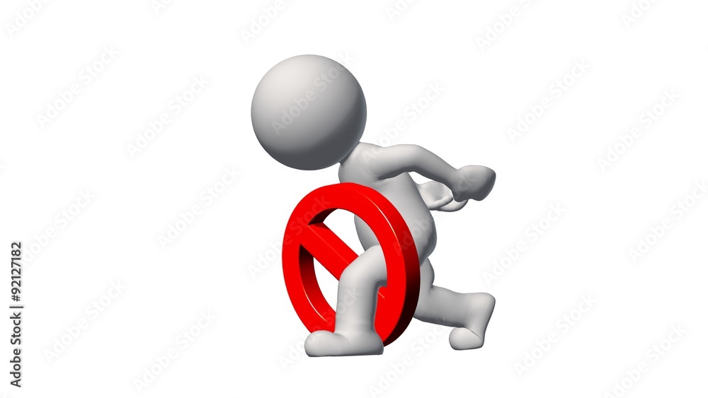 3D People with stop sign - isolated on white background 3D People with stop sign - isolated on white background