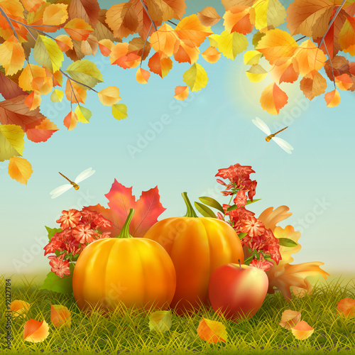 Vector Autumn Thanksgiving Card