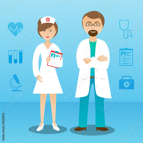 Medicine doctor man woman character banner