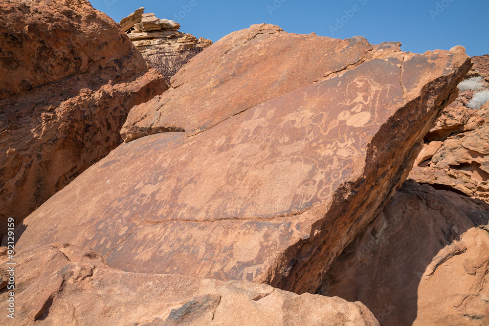 Historic engravings in Namib