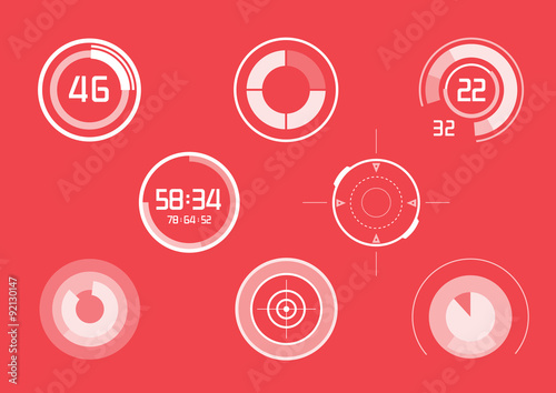 Set of white infographics as head-up display