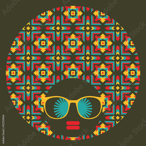 Black head woman with strange  hair.