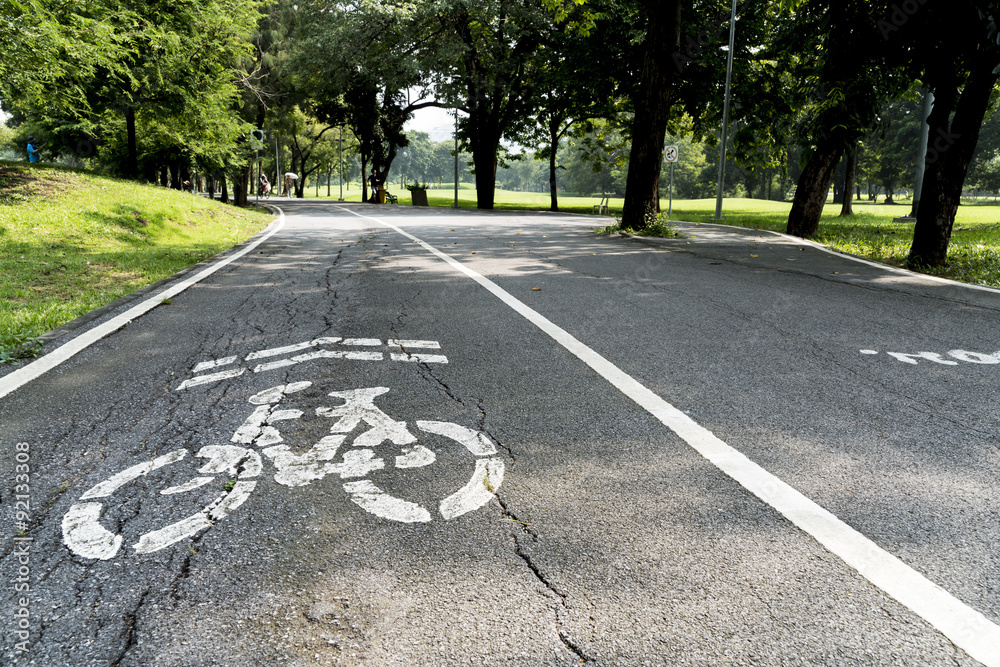 Obraz premium Pathway for bike and cyclists in the park