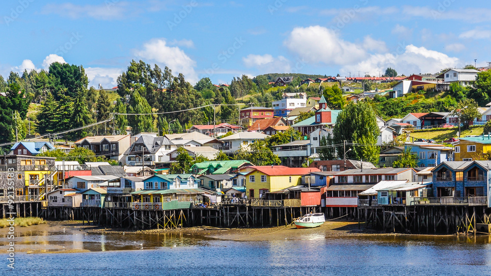 Houses on wooden columns, Chiloe Island, Chile