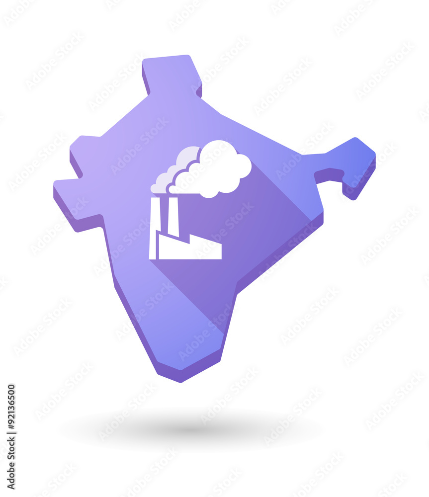 Obraz premium Long shadow India map icon with a factory