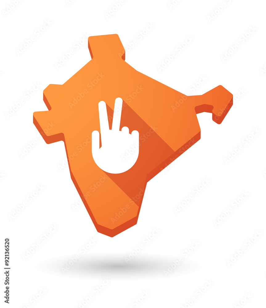 Obraz premium Long shadow India map icon with a victory hand