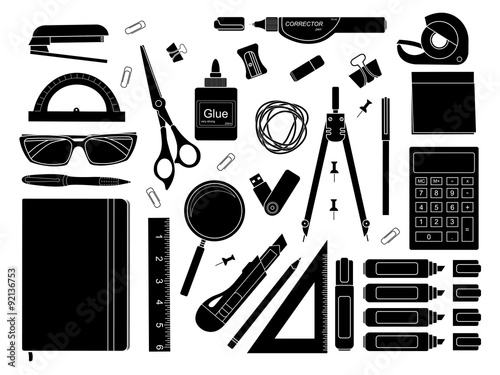 Stationery tools silhouettes