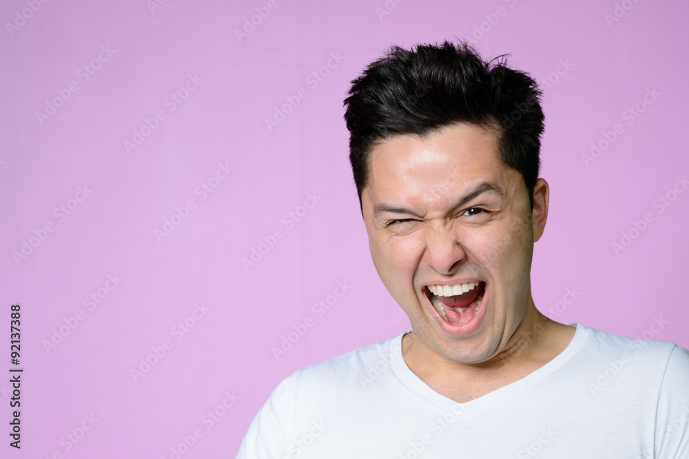 Fototapeta premium young cool man shouting exciting.
