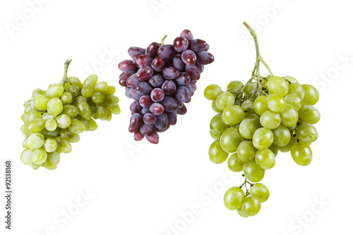 Ripe grapes on a white background