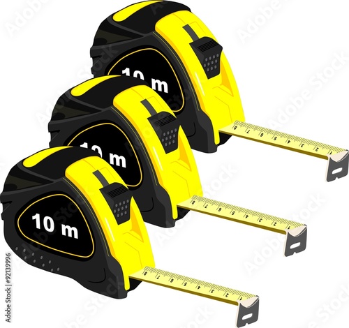 Yellow centimeter measure rolled steel with locking dimension.