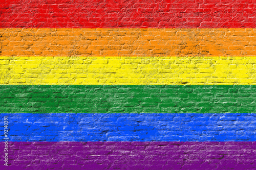 Fotografie Lgbt flag on Brick wall