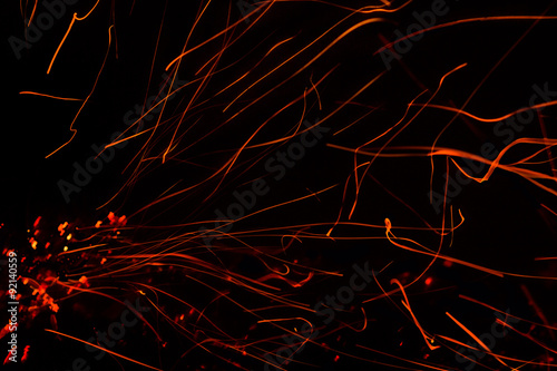 red hot lines sparks on a black background