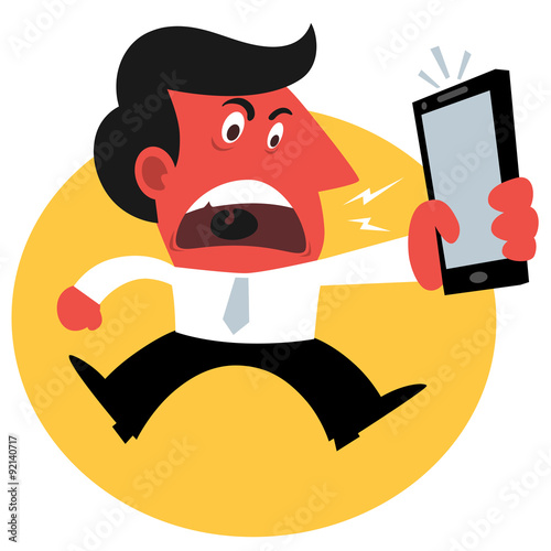 Hombre enfadado al teléfono