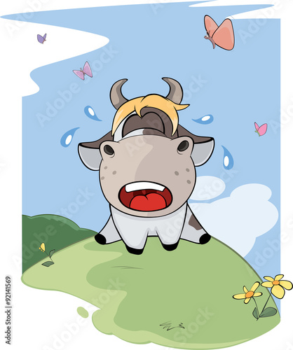 I small lost cow. Cartoon