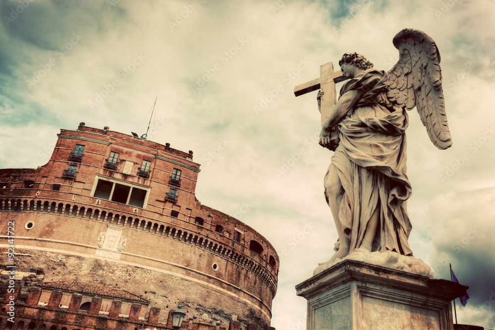 Obraz premium Castel Sant'Angelo, Rome, Italy. View from the bridge. Vintage